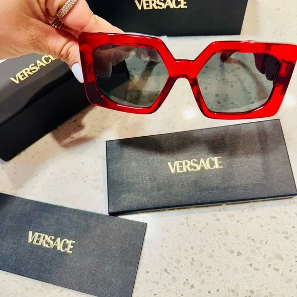 Versace Bold Red Eyewear New Medusa Biggie Sunglasses Red | VERSACE US main image 4